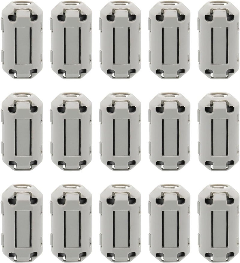 Raogoodcx 15Pcs 7mm Grey Clip-on Ferrite Ring Core RFI EMI Noise Suppressor Anti-Interference Cable Clip for Telephones Tvs Speakers Radio Audio Equipment Noise Suppressor Video Cable Power Cord - Image 1
